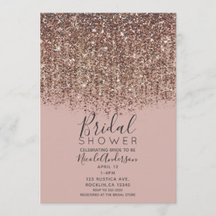Invitation Taupe Rouge à Joues Rose Bronze Or Paillettes Réce