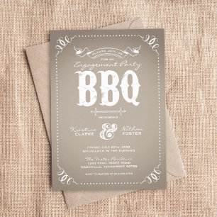 Invitation Taupe Russe Engagement Party BBQ