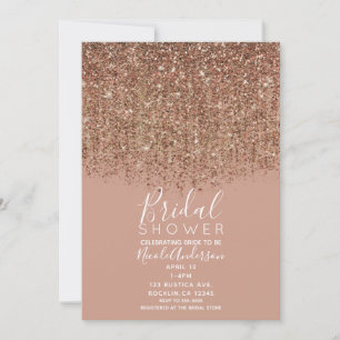 Invitation Taupe Tan & Bronze Or Pailleté Shower de Mariage