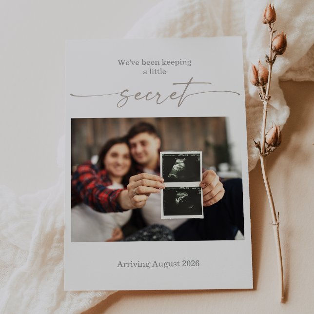 Invitation Taupe Ultrasound Photo Pregnancy Announcement Card (Créateur téléchargé)
