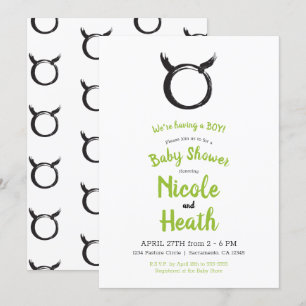 Invitation Taureau Zodiaque Printemps Astrologie Baby Shower