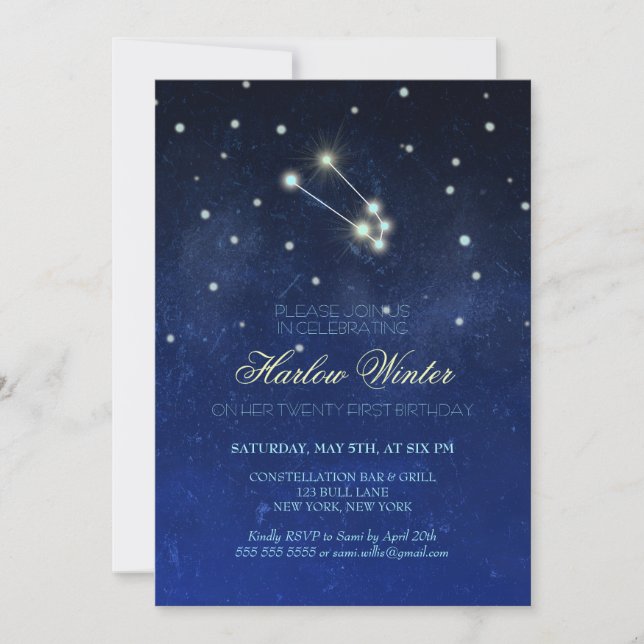 Invitation Taurus Constellation fête d'anniversaire (Devant)