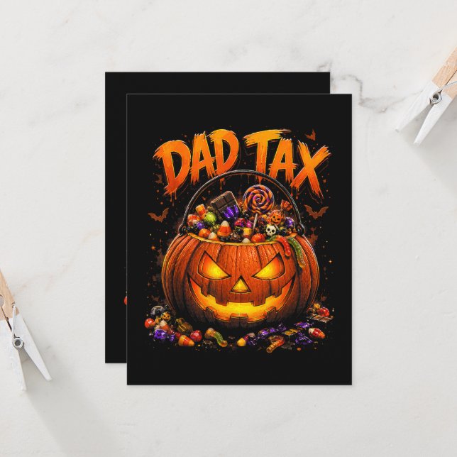 Invitation Taxe Papa Drôle Halloween Citrouille (Devant/Arrière en situation)