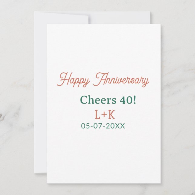 Invitation Tchin 40 joyeux anniversaire orange vert nom date (Devant)