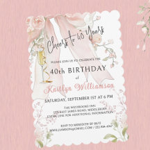 Tchin élégant pour 40 ans Ruban rose floral  