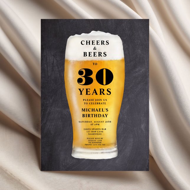 Invitation Tchin et bières 30ème anniversaire (Cheers And Beers 30th Birthday Invitation)
