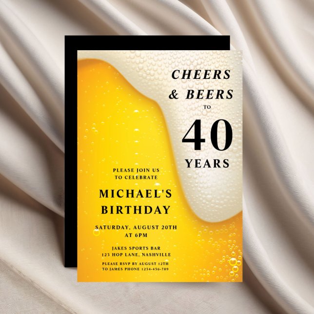 Invitation Tchin et bières 40e anniversaire (Cheers And Beers 40th Birthday Invitation)