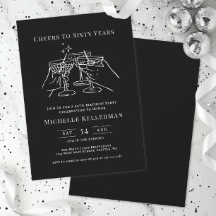 Invitation Tchin pour soixante ans Élégante fête d'anniversai