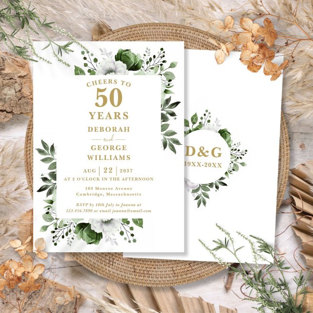Invitation Tchin-tchin à 50 ans d'anniversaire de mariage  (Gold Cheers To 50 Years Wedding Anniversary Invitation)