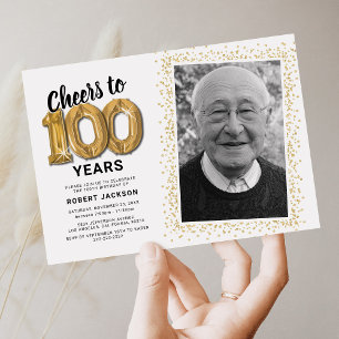 Invitation Tchin tchin pour 100 Ans Photo d'anniversaire 100e