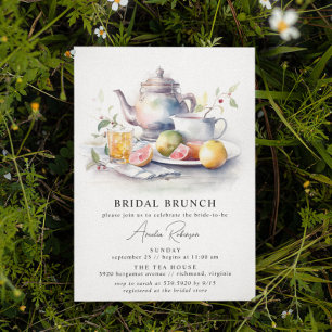 Invitation Tea aquarelle   Joli Élégant Brunch nuptial modern