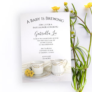 Invitation Tea Cup avec marguerites jaunes Bébé brasse Douche