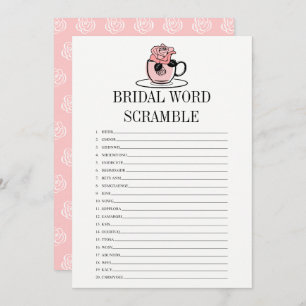 Invitation Tea Cup Fête des mariées Word Scramble Game Card