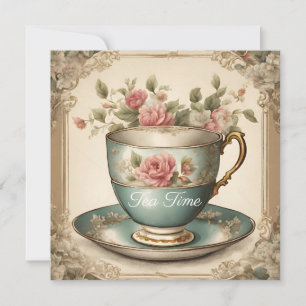 Invitation Tea Cup vintage Floral Fête des mariées Tea Party
