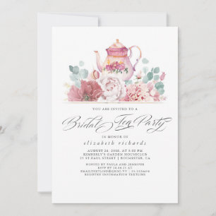 Invitation Tea nuptiale Dusty Fête des mariées de fleurs rose