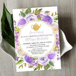 Invitation Tea partie nuptiale douche violet lavande lilas