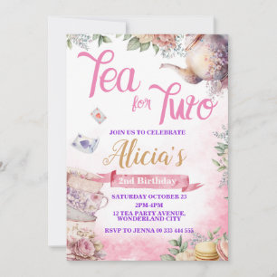Invitation Tea Party 2e anniversaire, Tea Time Party