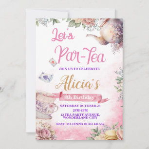 Invitation Tea Party 5ème 6ème 7ème anniversaire Tea Party