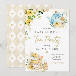 Invitation Tea Party Baby shower Genre Neutre Bébé Brassage