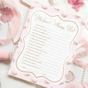 Invitation Tea Party Baby shower qui connaît maman Game Card