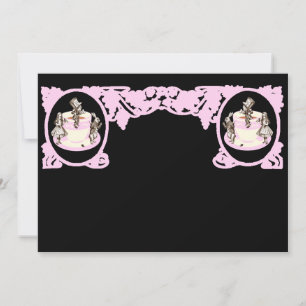 Invitation Tea Party Cadre Vintage original en rose bébé