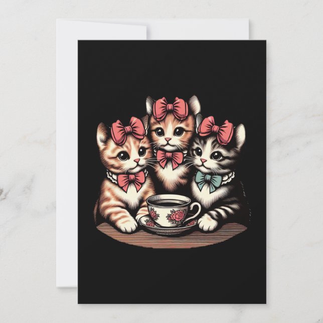Invitation Tea Party de Kittens vintage (Devant)