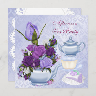 Invitation Tea Party de l'après-midi Tea Party Purple Floral 