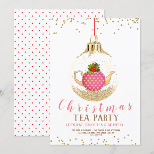Invitation Tea Party de Noël rose