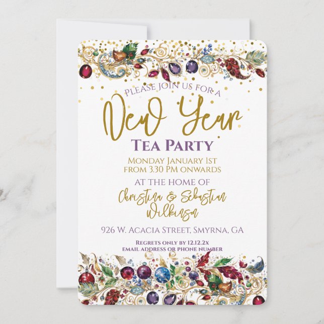 Invitation Tea Party de Nouvel An (Devant)