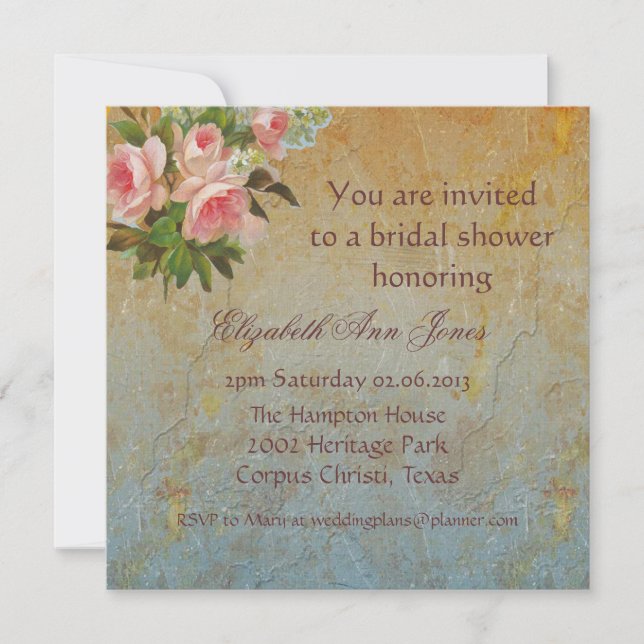 Invitation Tea Party de rose victorienne (Devant)