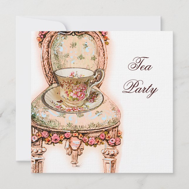 Invitation Tea Party de rose victorienne (Devant)