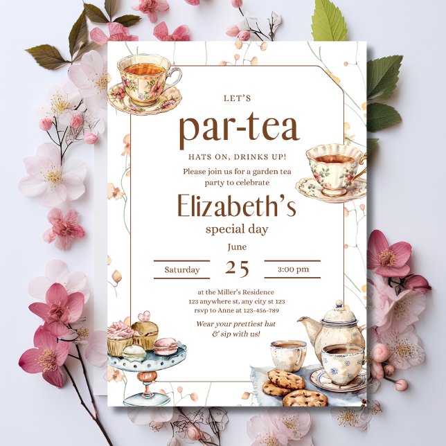 Invitation Tea Party Fête des mariées Jardin élégant Tea Part (Créateur téléchargé)