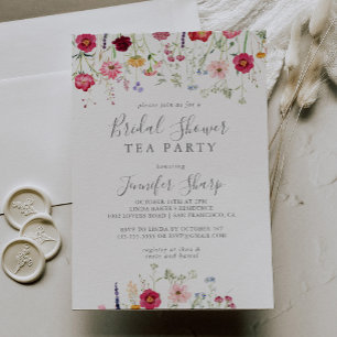 Invitation Tea Party Fleur sauvage simple Fête des mariées