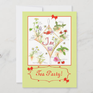 Invitation Tea Party Herbal Tea Aquarelle Illustration Art