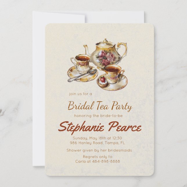 Invitation Tea Party Naissance Vintage Floral Tea Set (Devant)