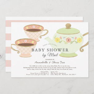 Invitation Tea Party Pot & tasses Baby shower par courrier