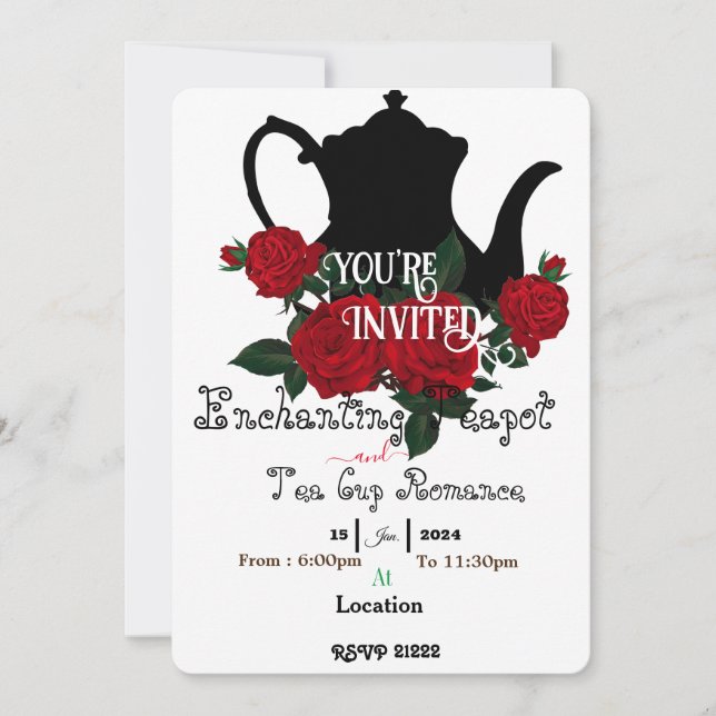Invitation Tea party romantique (Devant)