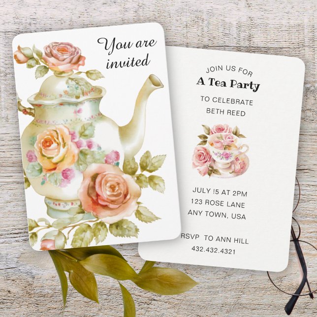 Invitation Tea Party rose (Créateur téléchargé)