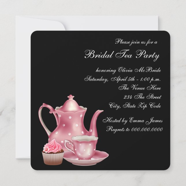 Invitation Tea Party rose et noire (Dos)