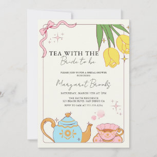 Invitation Tea Party rose jaune mignon