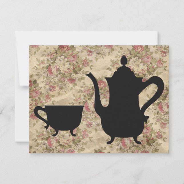 Invitation Tea Party Rose vintage (Devant)