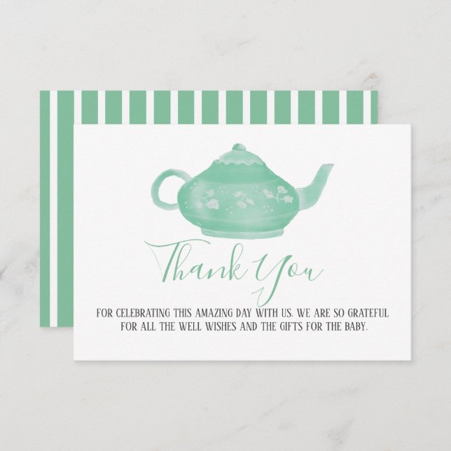 Invitation Tea Party Shabby Chic Baby shower | MERCI (Devant / Derrière)