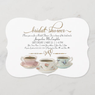 Invitation Tea Party Teacup Parties scintillant d'or Fête de 
