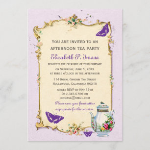 Invitation Tea Party Vintage violet