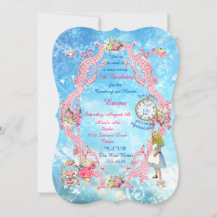 Invitation Tea Party White Rabbit Montre de poche vintage fil