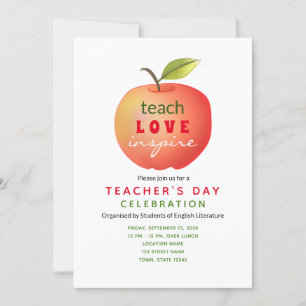 Invitation Teachers Day Red Apple