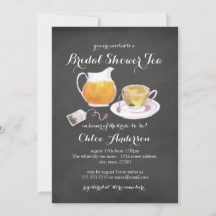 Invitation Teacup Chalkboard Fête des mariées Tea Party Invit