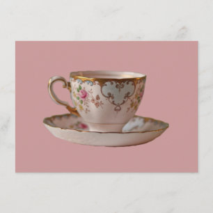 Invitation Teacup et soucoupes roses avec Roses