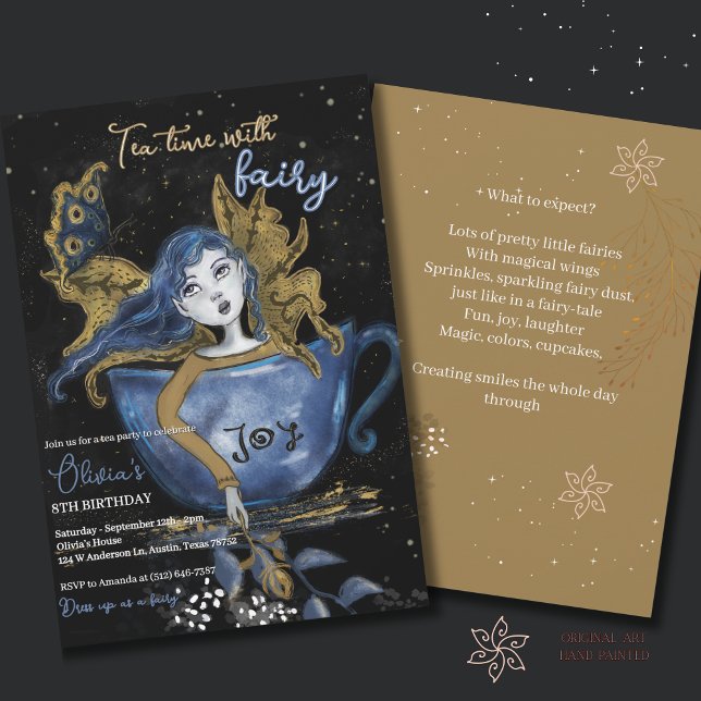 Invitation Teacup Fairy Teacup Heure avec Fairy Anniversaire (Magical Fairy Teacup Tea Time with Fairy Birthday Invitation)