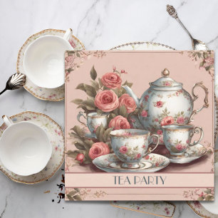 Invitation Teacup vintage Floral Fête des mariées Tea Party